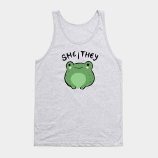 She/They Frog: Cute Nonbinary Aesthetic Celebrating LGBTQ+ Identities with Kawaii, Genderqueer & Trans Inclusion Tank Top